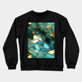 Funky Facade: Trompe-l’oeil Green Turquoise and Gold Crewneck Sweatshirt